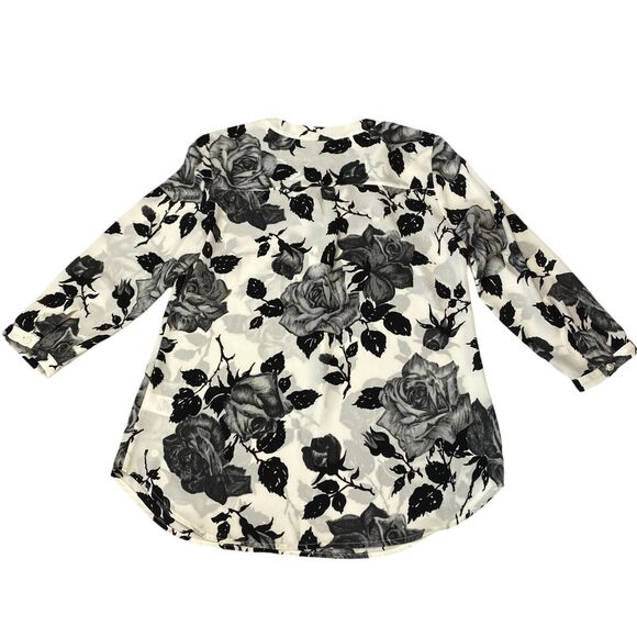 Talbots Blouse Top Womens Petite XS Rose Floral 3/4 Sleeve Classic Fit MSRP $89 - Picture 3 of 13